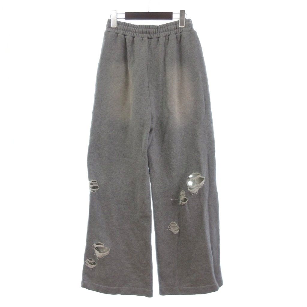 メゾン MAISON SPECIAL パンツ ワイド スウェット ダメージ加工 イージー 38 グレー