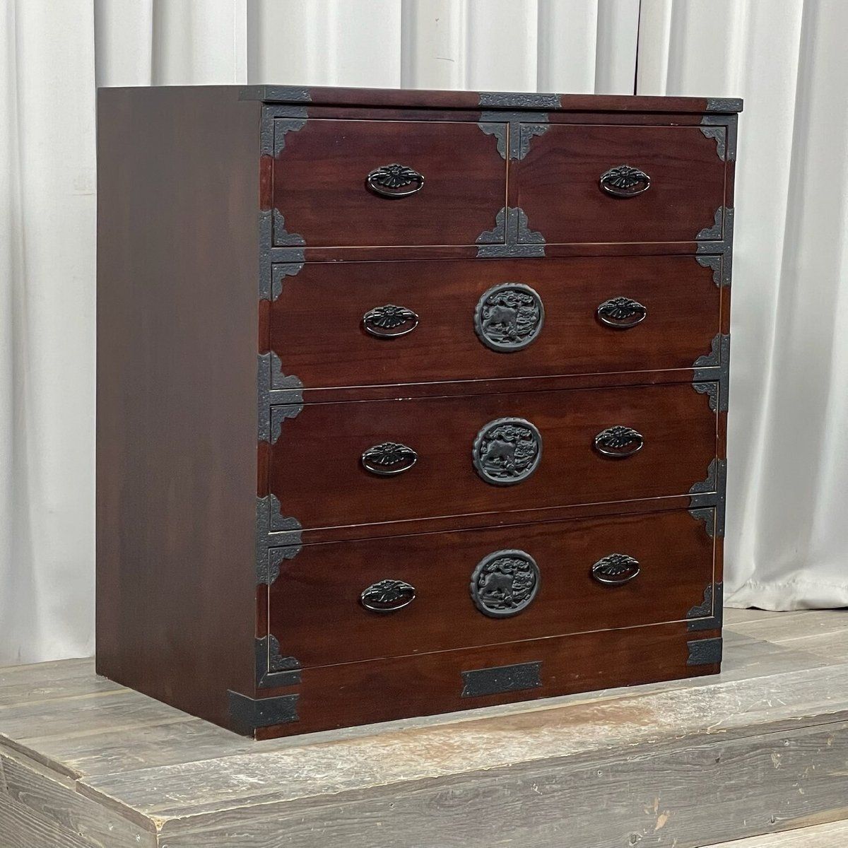 3025 時代箪笥 調 民芸 箪笥 4段 5杯 整理 家具 タンス 神奈川県秦野市 A 2