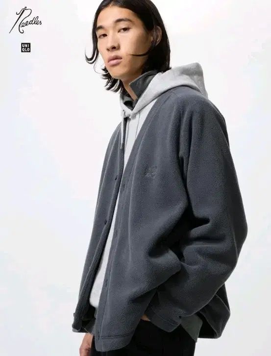 ユニクロ ニードルズ フリース オーバーサイズ カーディガン ダーク グレー XXL 2XL
