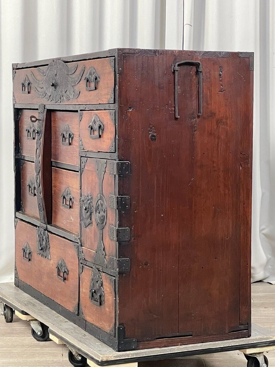 良品】 桐箪笥 タンス 上下分離型 木製チェスト 6段 引き出し付き