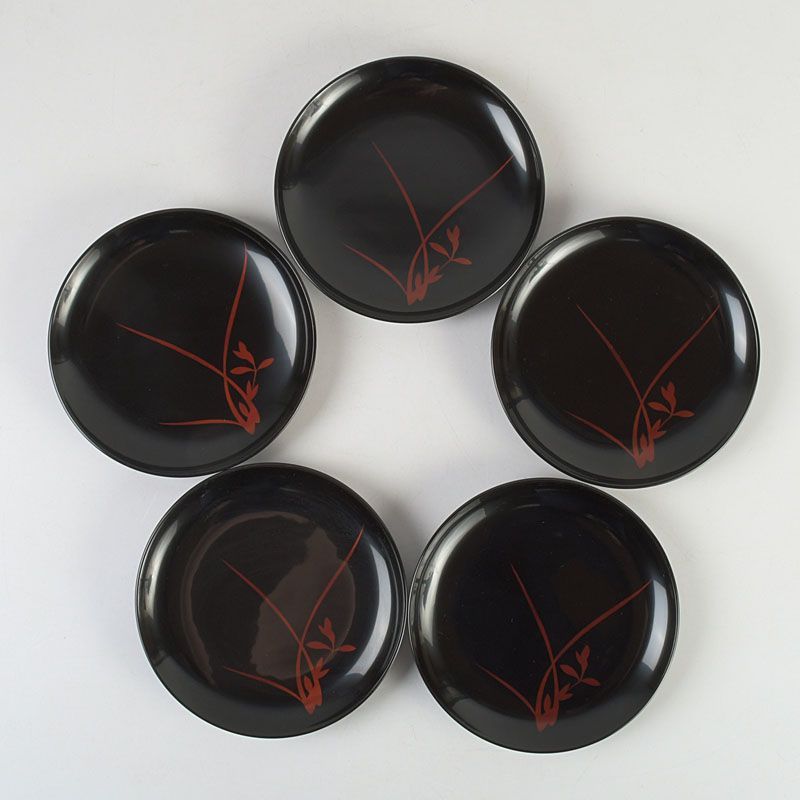 山田平安堂造 溜塗 菊花文 銘々皿 5客 共箱 N S219 - メルカリ