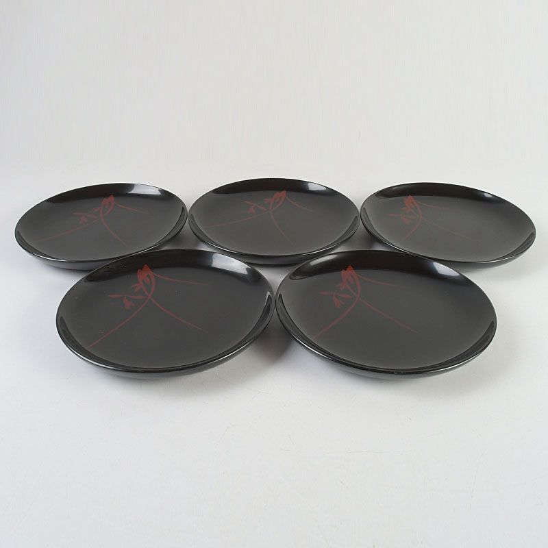 山田平安堂造 溜塗 菊花文 銘々皿 5客 共箱 N S219 - メルカリ