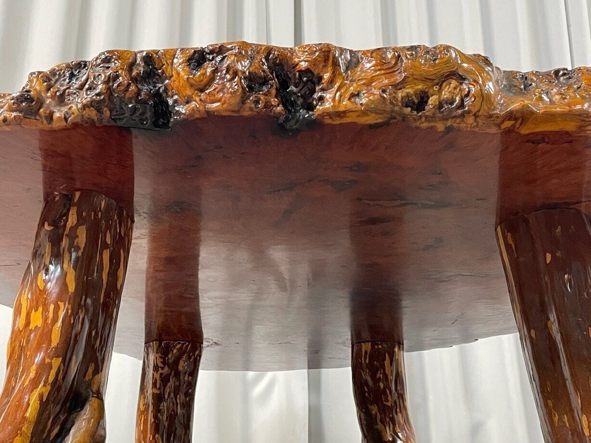 GU67 花梨材 瘤 葡萄杢 一枚板 総無垢 座卓 座敷机 ちゃぶ台 /神奈川県