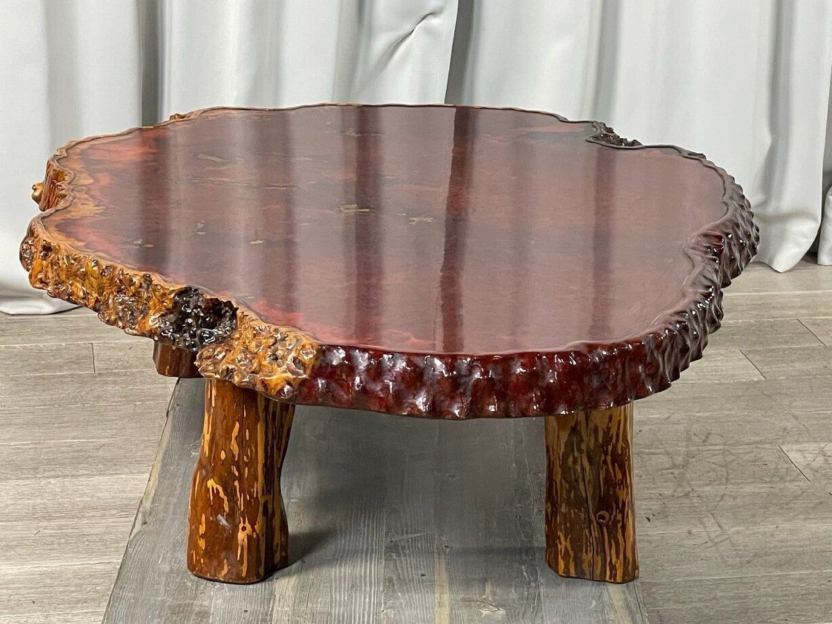 GU67 花梨材 瘤 葡萄杢 一枚板 総無垢 座卓 座敷机 ちゃぶ台 /神奈川県