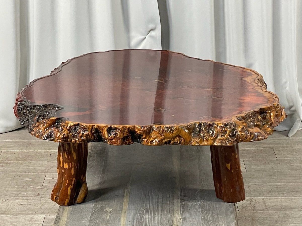 GU67 花梨材 瘤 葡萄杢 一枚板 総無垢 座卓 座敷机 ちゃぶ台 /神奈川県