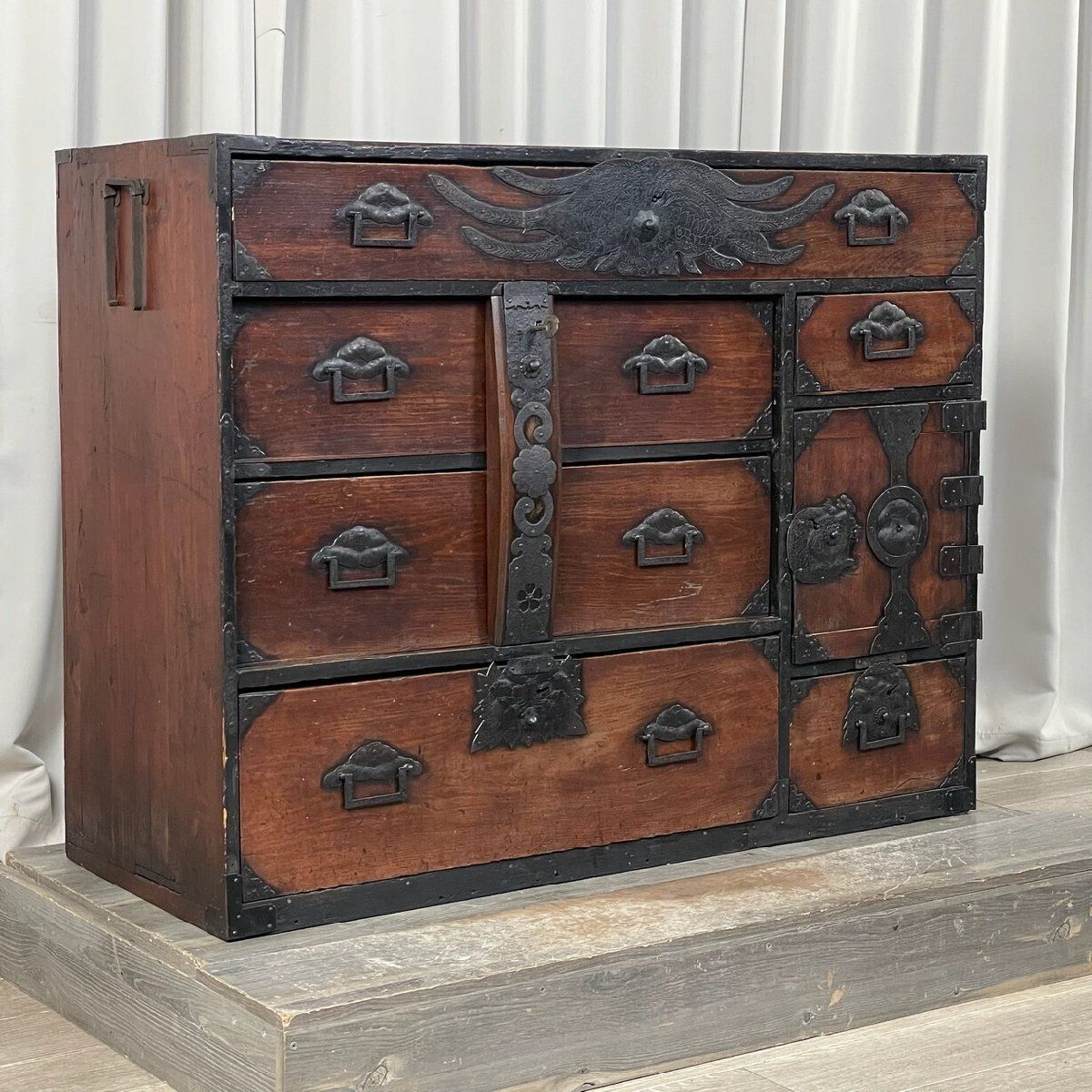 GU56 時代箪笥 帳簿 タンス 鍵付き チェスト 整理 収納家具