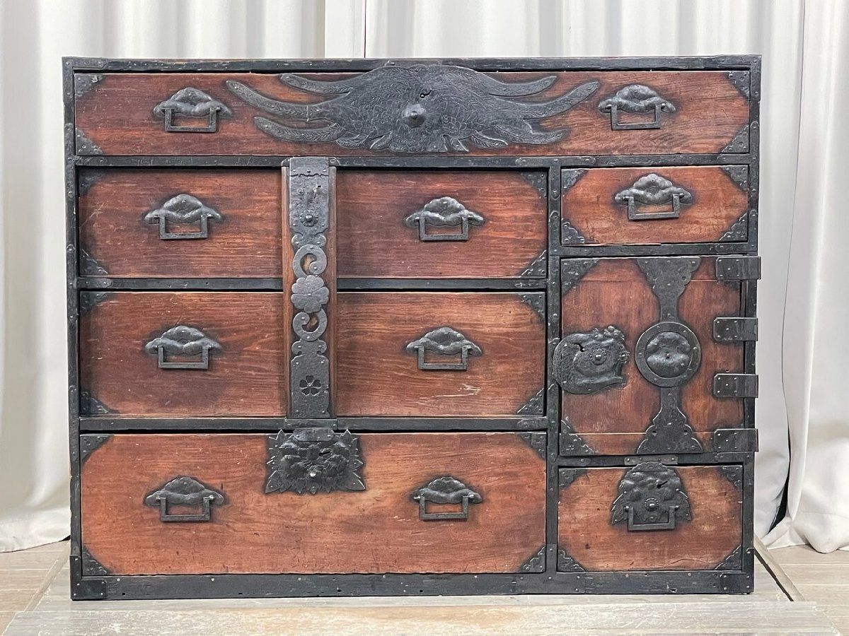 GU56 時代箪笥 帳簿 タンス 鍵付き チェスト 整理 収納家具