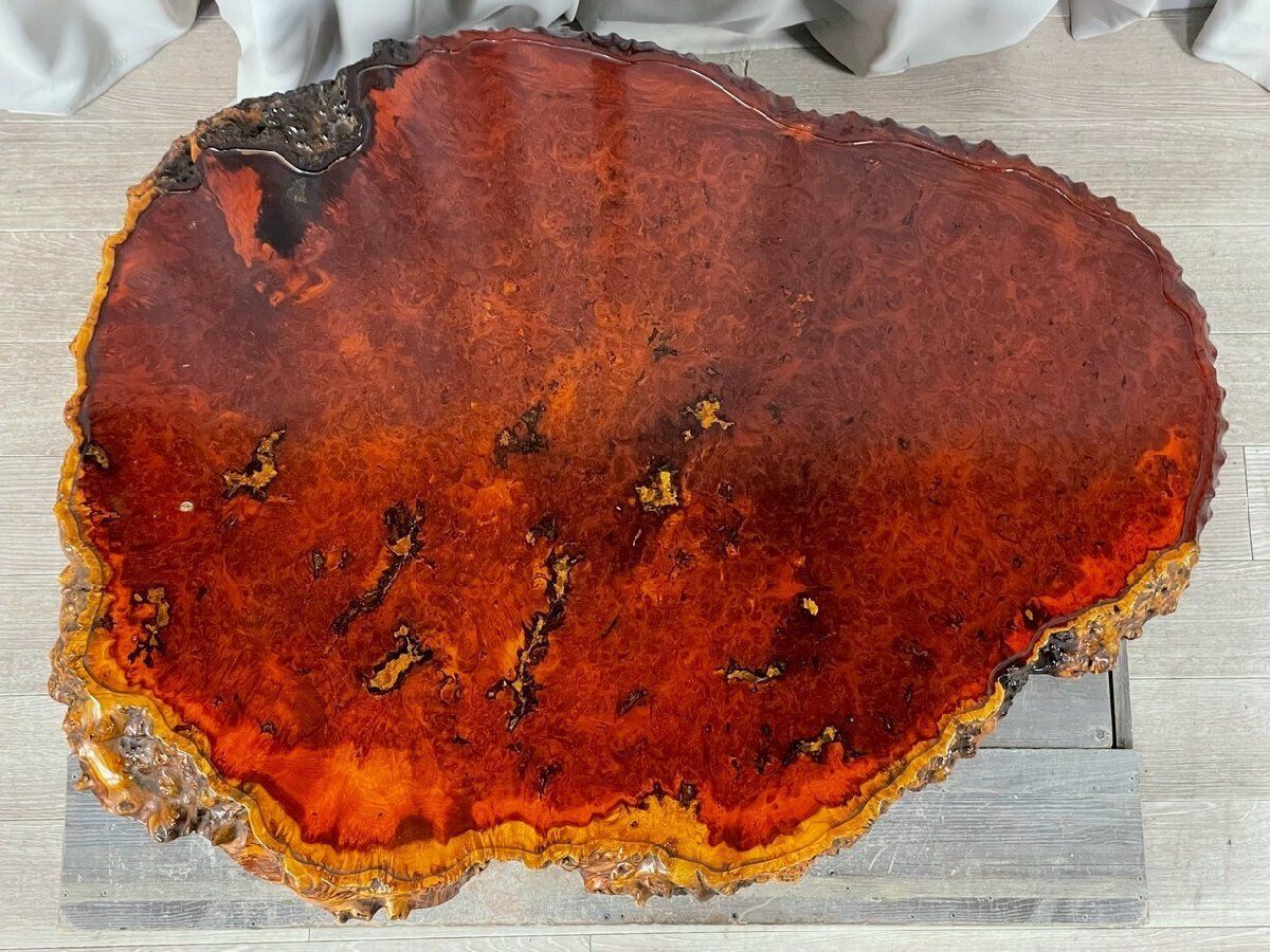 GU67 花梨材 瘤 葡萄杢 一枚板 総無垢 座卓 座敷机 ちゃぶ台 /神奈川県