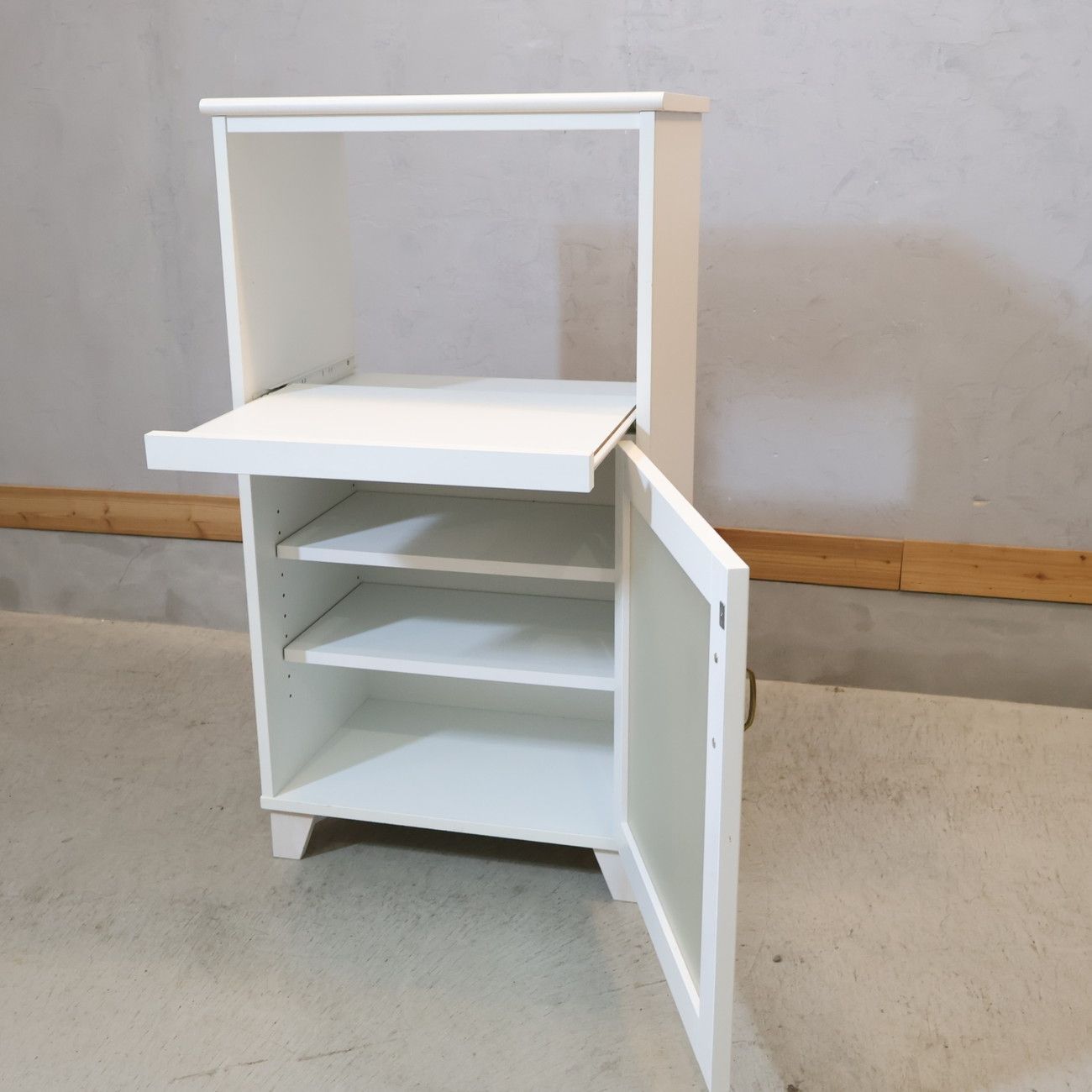 【MOMO NATURAL】LANDシリーズ　キッチン収納レンジ台　ホワイト MOMO NATURAL モモナチュラル LAND キッチン収納レンジ台ホワイト 936