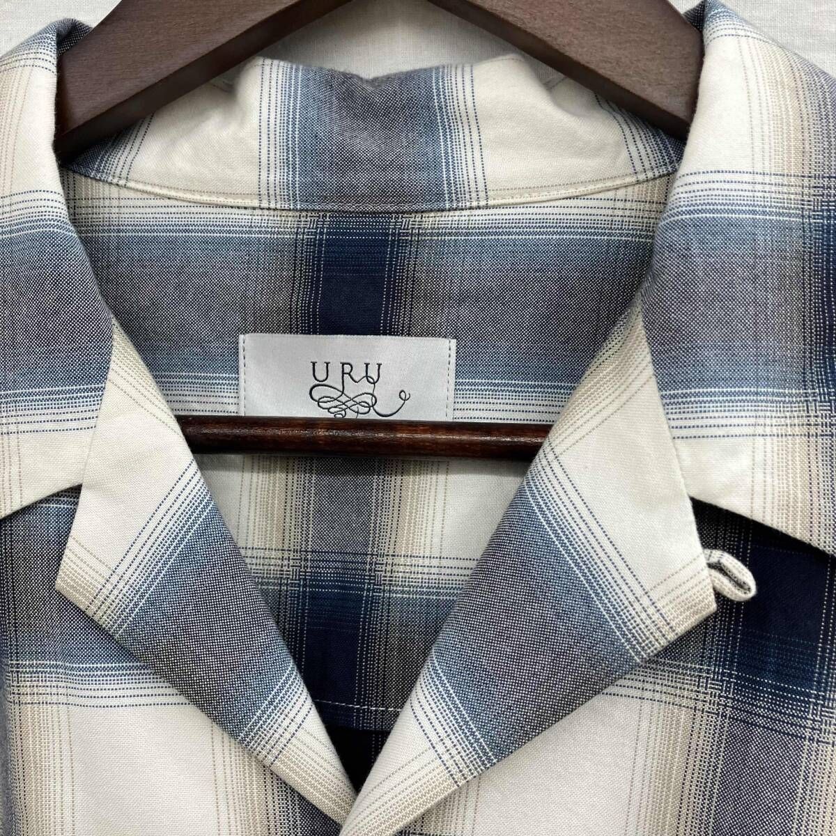 URU ウル 半袖シャツ チェック ブルー 24 SCM 02 サイズL