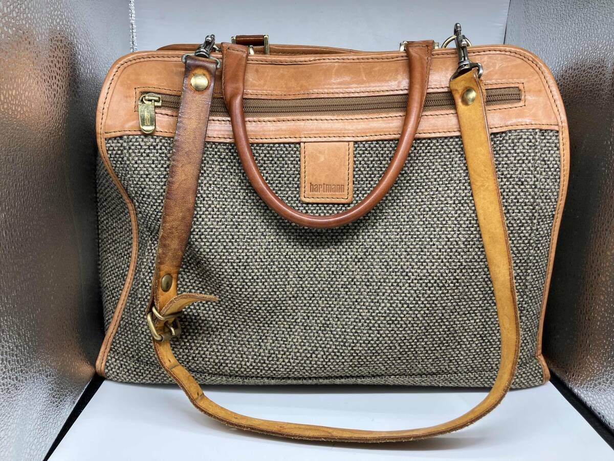 HARTMANN ハートマン 2way ショルダーバッグ トートバッグ ブラウン 布製