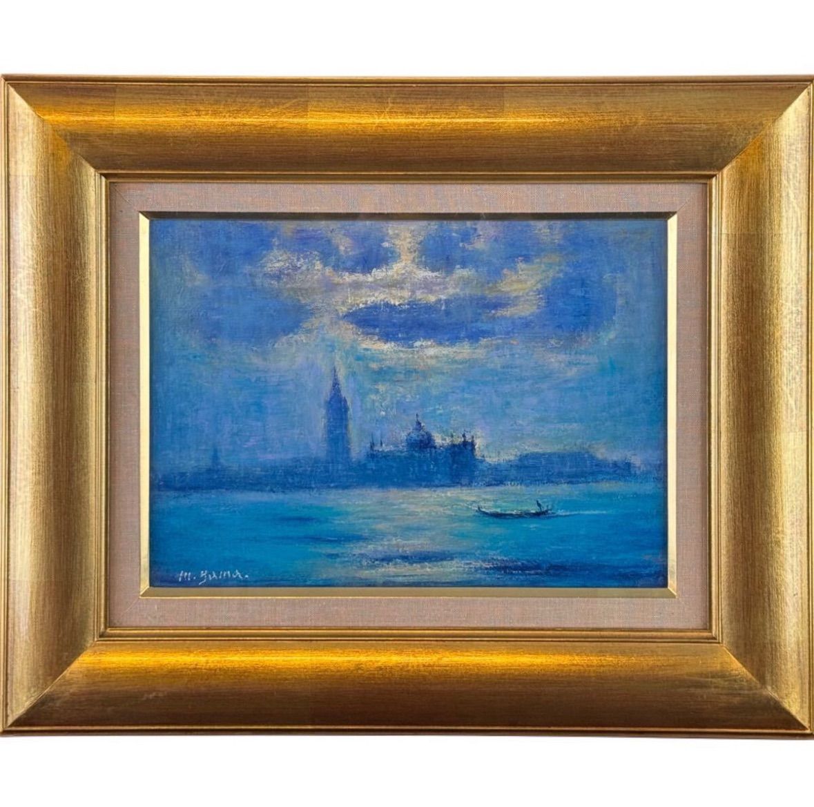 山口正人 「印象のヴェニス」 油彩 F4号 風景画 共シール 直筆サイン