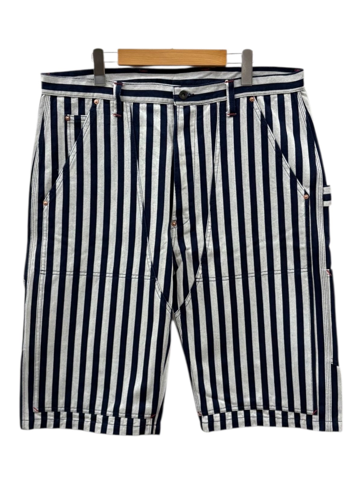 SAMURAI JEANS サムライジーンズ オリジナル10ozヒッコリーヘリンボンデニム ショートパンツ ハーフパンツ ストライプ SM255DX-HBHC 38 インディゴ メンズ 078