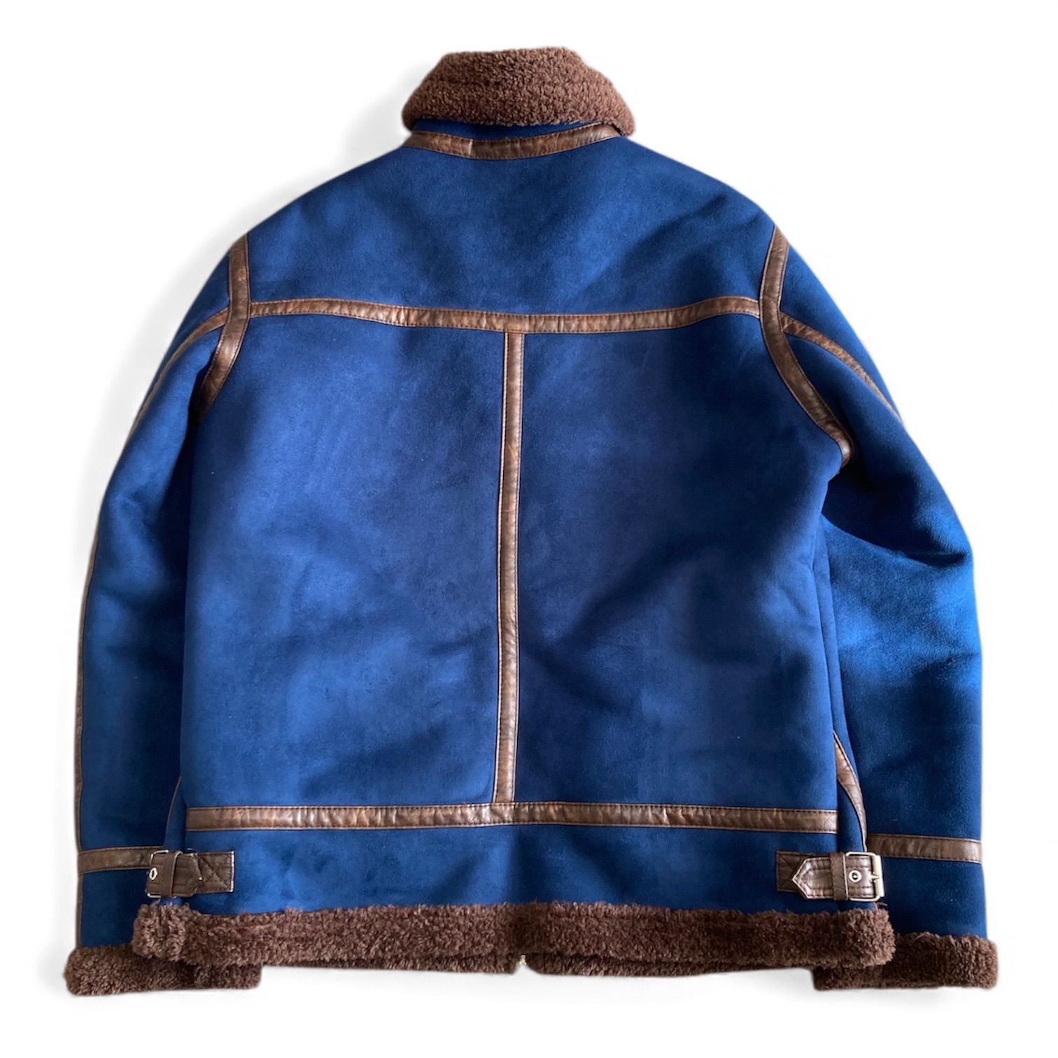 ZARA フェイクムートン フライトジャケット ボア ブルー XL相当