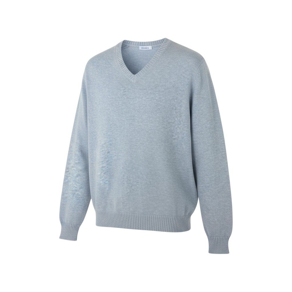 19k10 malo マーロ ニットセーター コットンニット コットン100% Vネック イタリア製 50サイズ ライトブルー レディースu02t