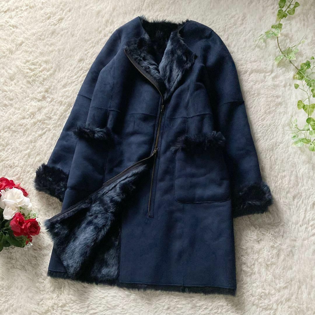 トゥデイフル ロングムートンコート フェイクムートン ノー ネイビー 36サイズ TODAYFUL