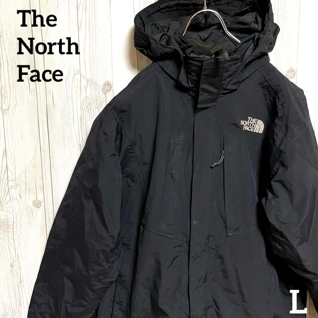 THE NORTH FACE ザノースフェイス マウンテンパーカー メンズLサイズ ブラック黒 ブランドロゴ刺繍 フード取外可