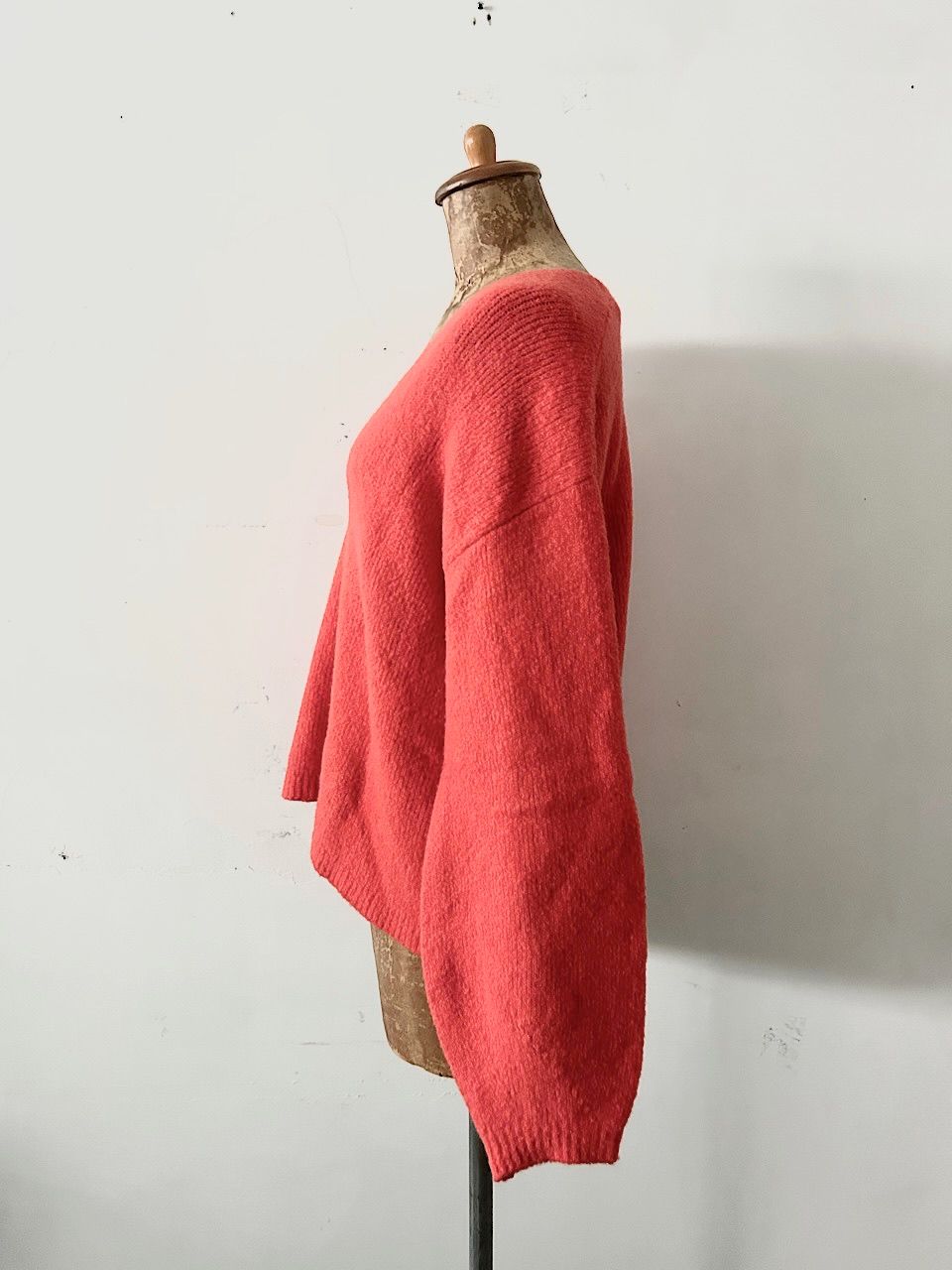 Vネックニットプルオーバー オレンジ