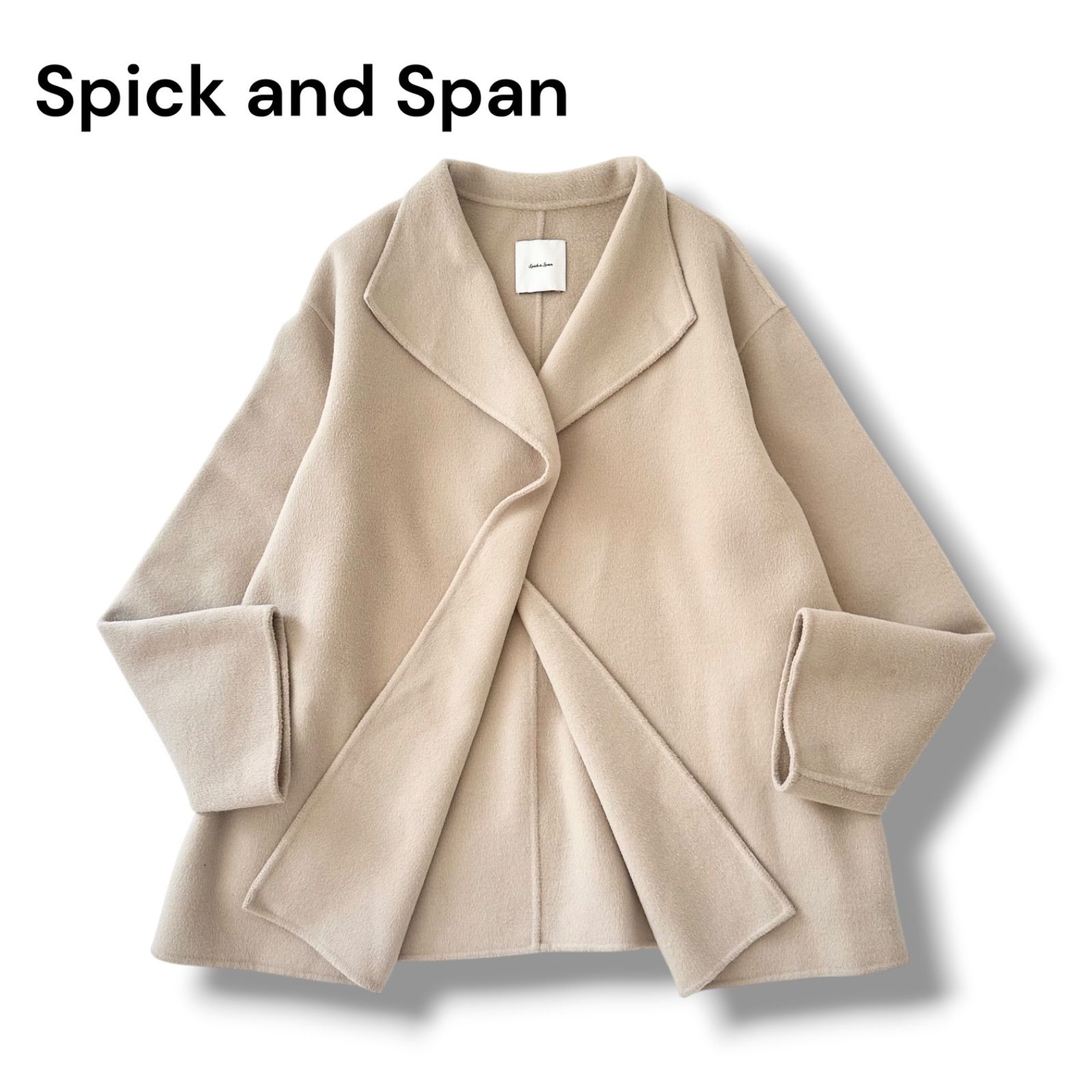 Spick & Span】ノーカラーリバーコート 38 ウール ベージュ 楽天市場