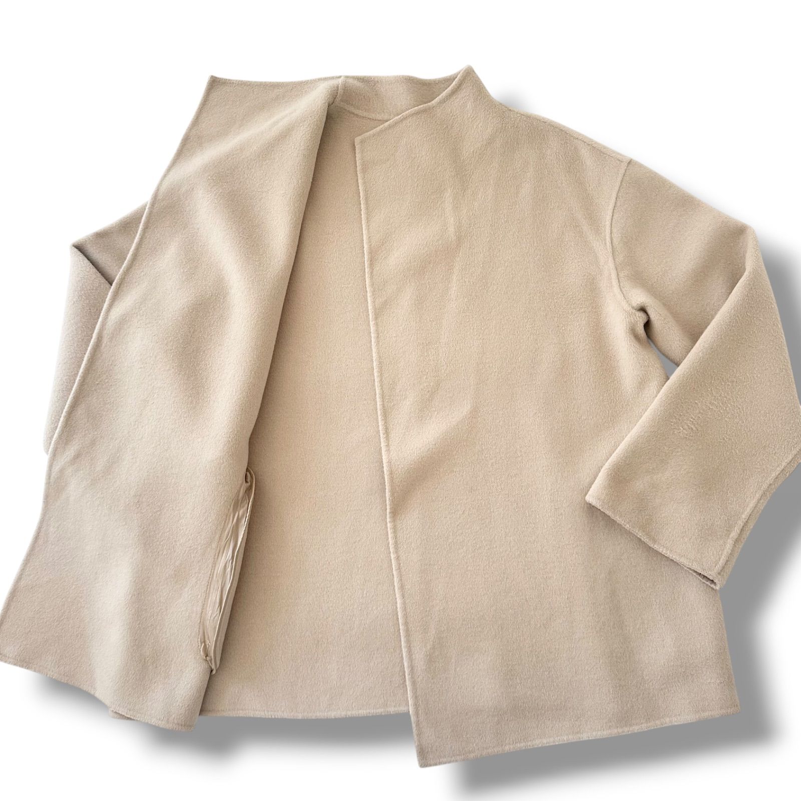 Spick and Span W/Nyスタンドカラーリバーコート ベージュ 36 Sサイズ