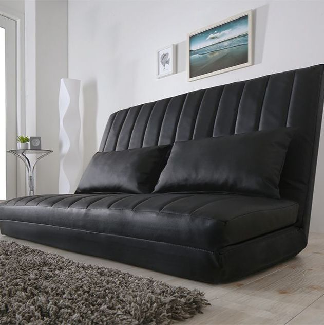 3 WAY ハイバック カウチソファ セミダブル ブラック 幅120 cm ファブリック ローソファ ソファ ソファベッド ベッド 簡易ベッド 来客用ベッド