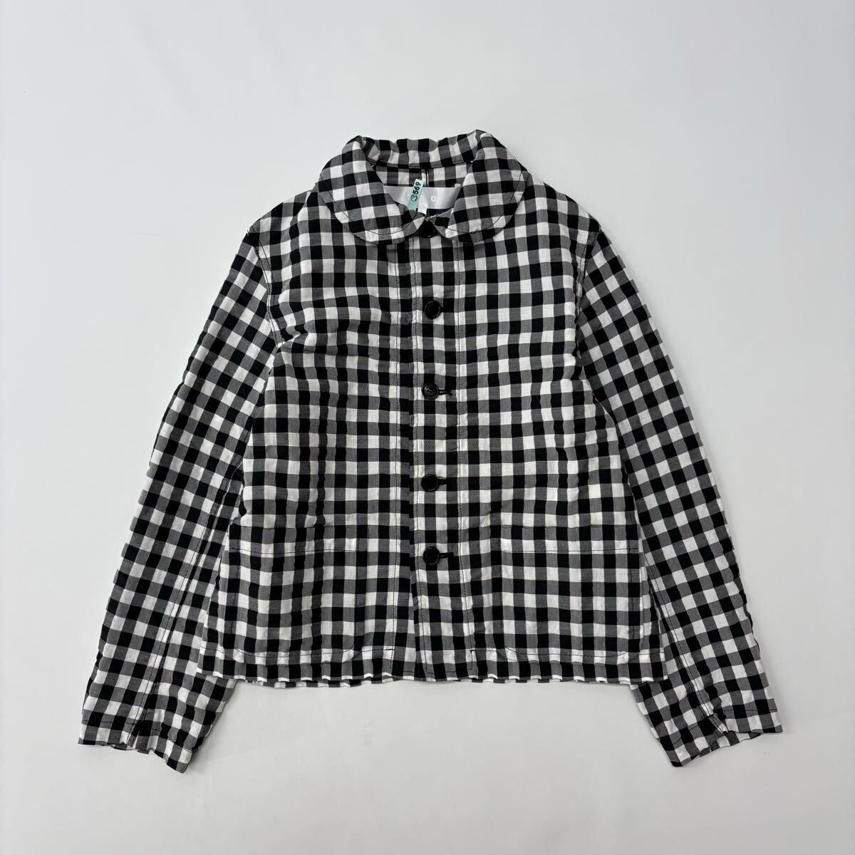 25ss 2025 tao COMME des GARCONS タオ コム デ ギャルソン エステル ラミー レーヨン ギンガムチェック 丸襟 ジャケット size S 711-0180