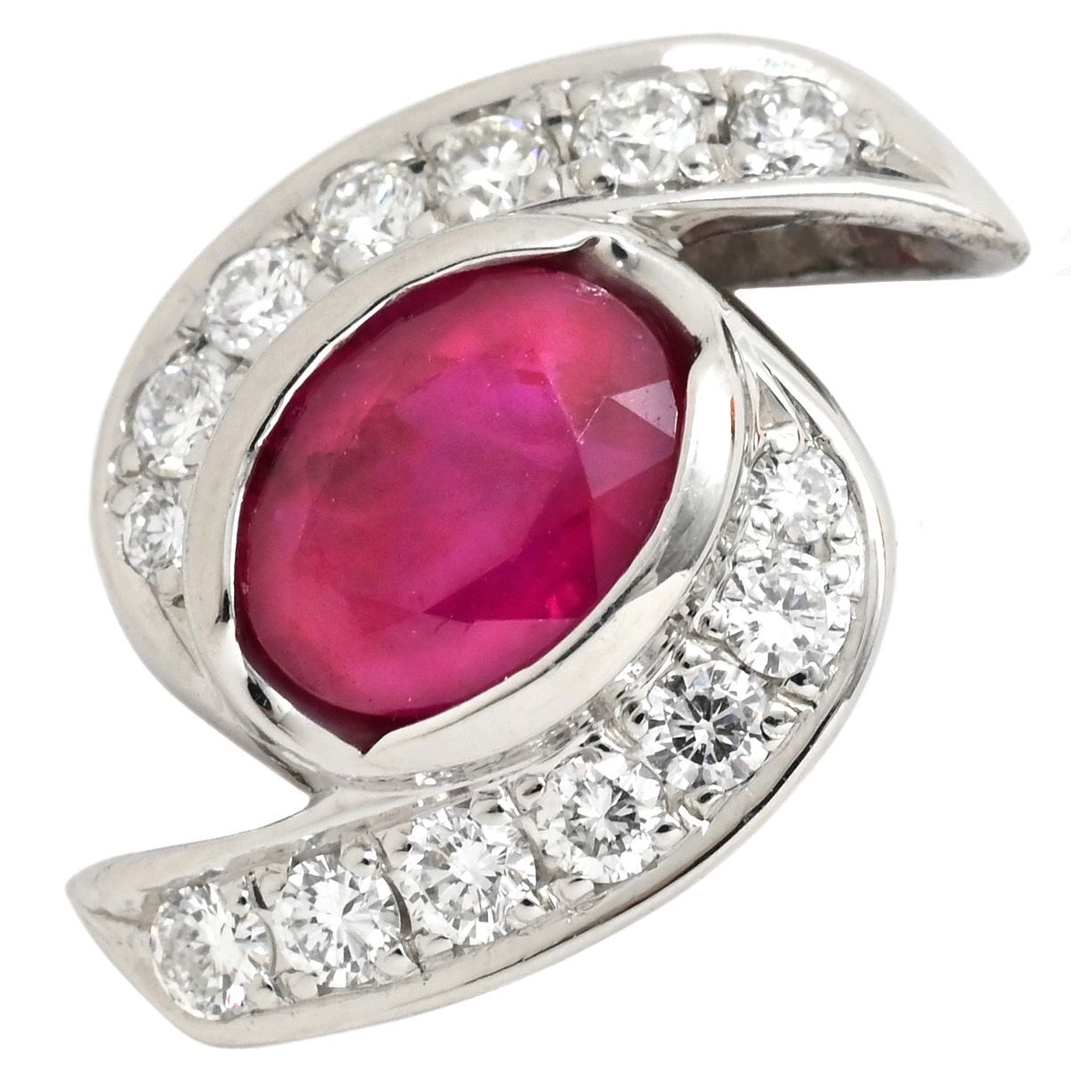 ペンダントトップ ルビー ダイヤ Pt900 ルビー ダイヤモンド プラチナシルバー 赤 レッド ビルマ産