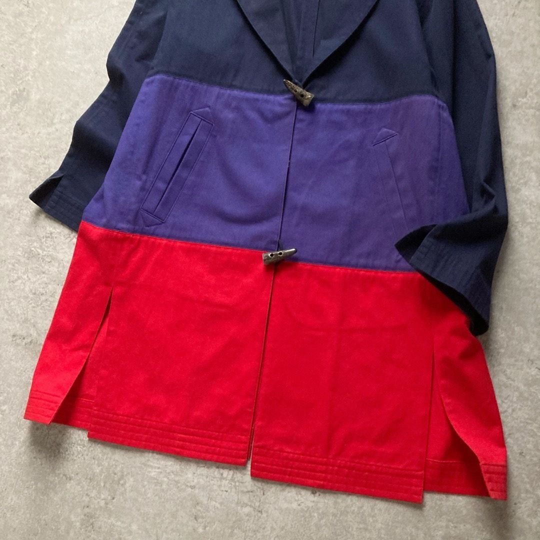 イヴサンローラン ヴィンテージ コットンロングコート 配色 トグル