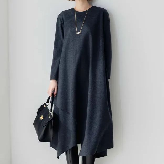 23区 23 AW 大きいサイズ 48 4 L 髙橋リタさん コラボ ファインウールジャージー イレヘムワンピース グレー 黒