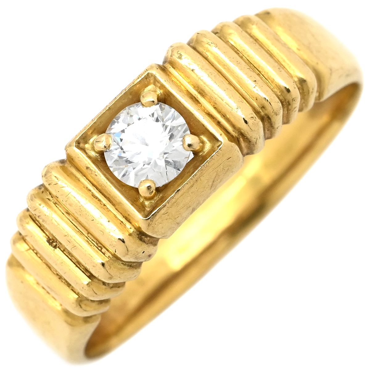 リング 指輪 ダイヤリング K18YG ダイヤモンド イエローゴールド 1P 1粒 18号