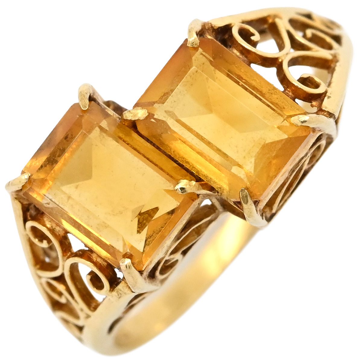 リング 指輪 シトリンリング K18YG シトリン オレンジXイエローゴールド 750AU 18K 14号