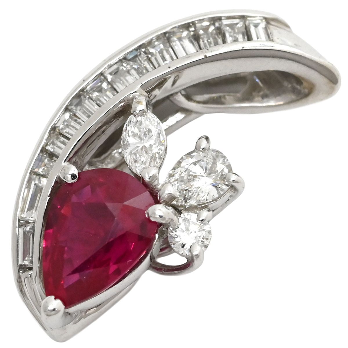 ペンダントトップ ルビー ダイヤ K18WG ルビー ダイヤモンド ホワイトゴールド 赤 レッド ネックレストップ