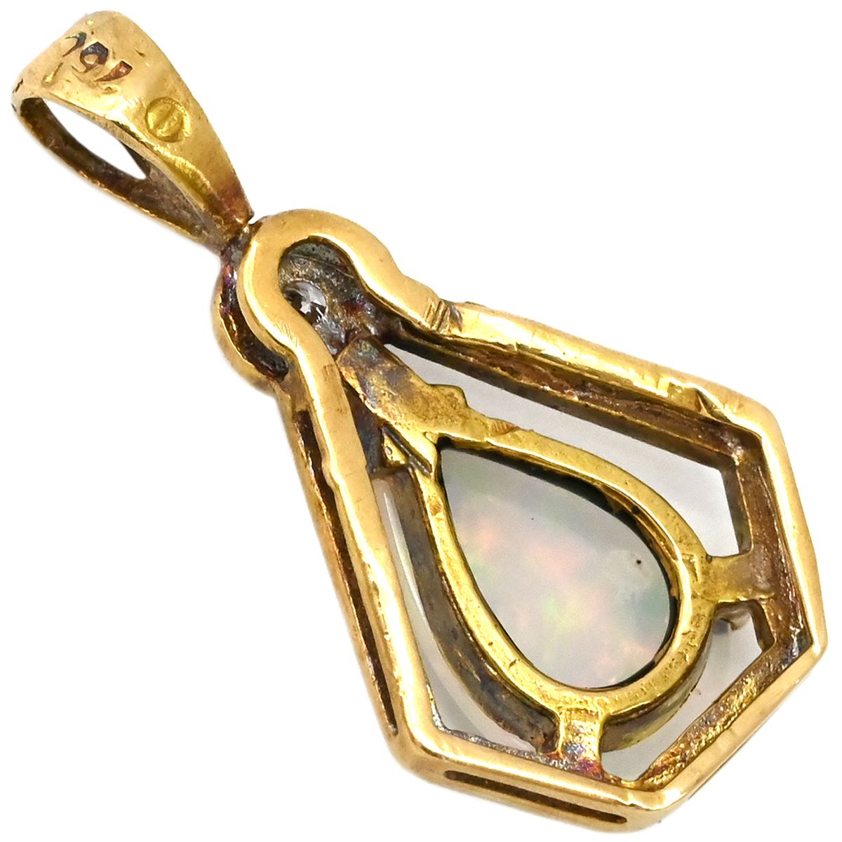 ペンダントトップ オパール ダイヤ K 18 YG ダイヤモンド イエローゴールド 1 Pダイヤ ネックレストップ