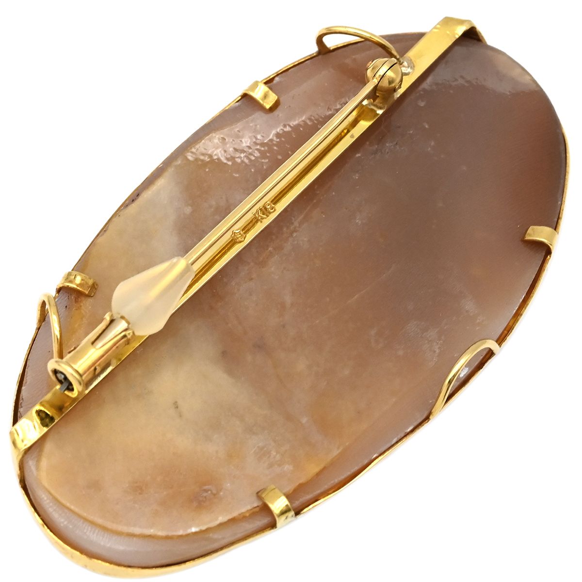 ブローチ カメオ K 18 YG シェル イエローゴールド 彫刻 ペンダントトップ