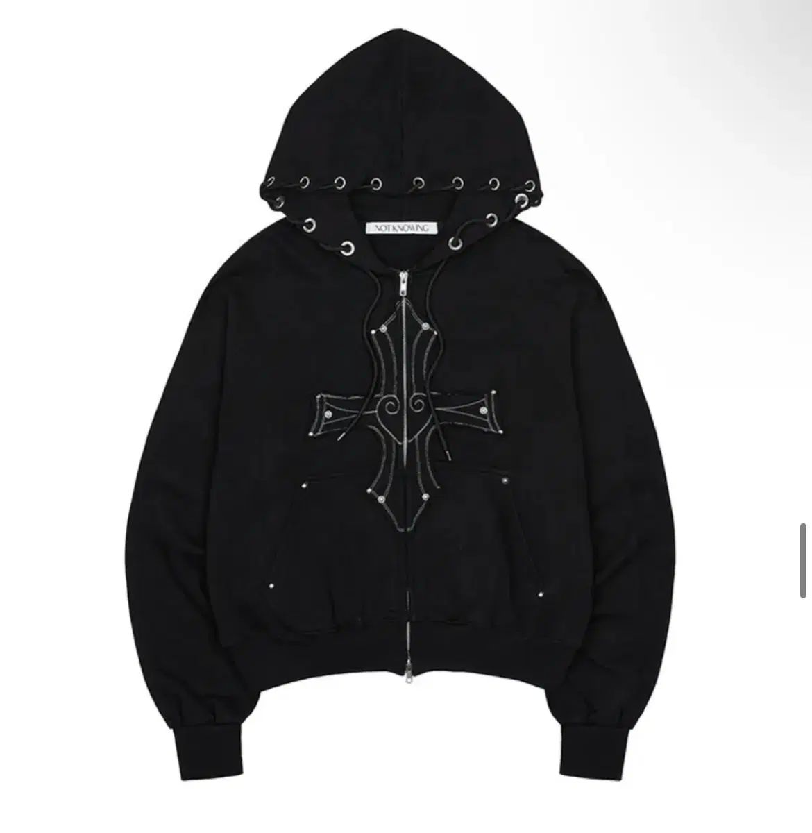 NOT KNOWING フードジップアップ ブラック
