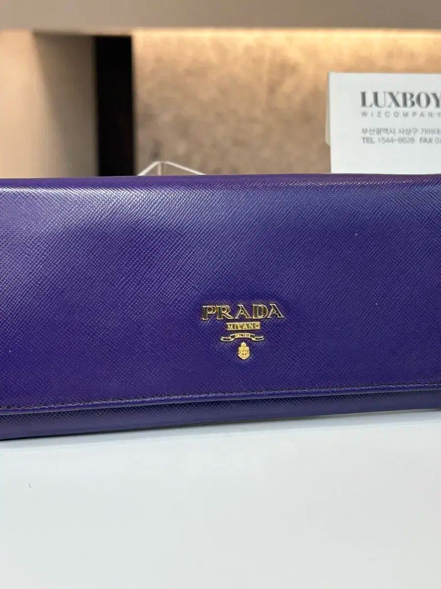 PRADA プラダ サフィアーノ ゴールド ブルー 長財布