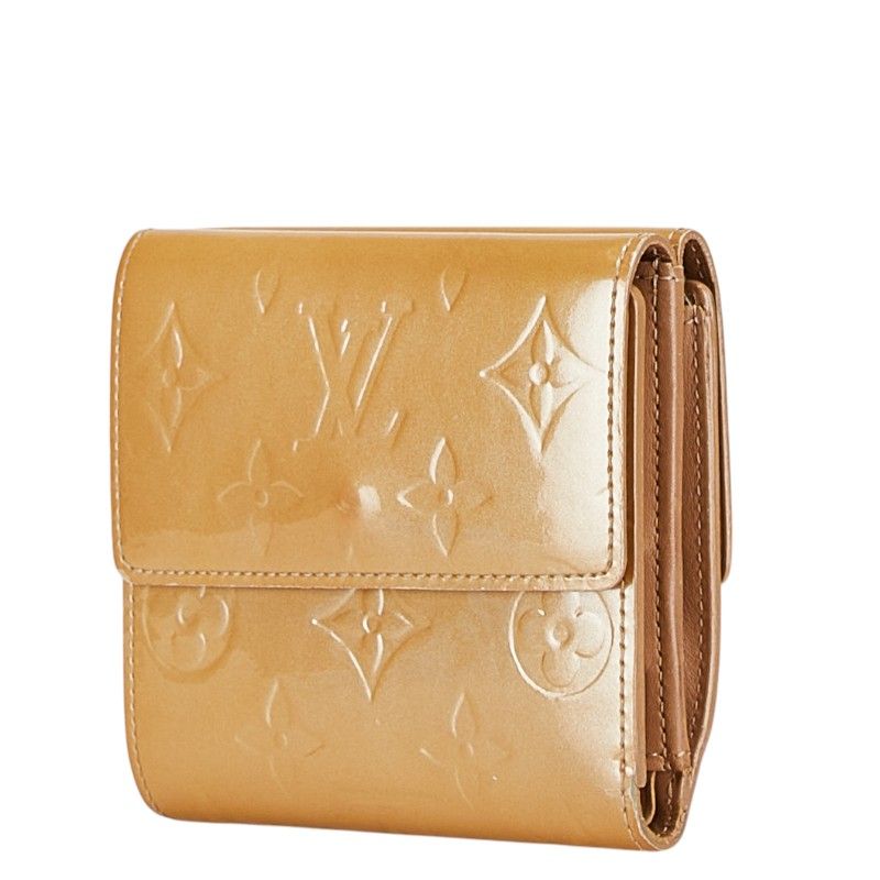 ルイ ヴィトン モノグラム ヴェルニ ポルトモネ ビエ カルトクレディ 二つ折り財布 コンパクトウォレット M 91170 ベージュ パテントレザー レディース LOUIS VUITTON 1-0181754