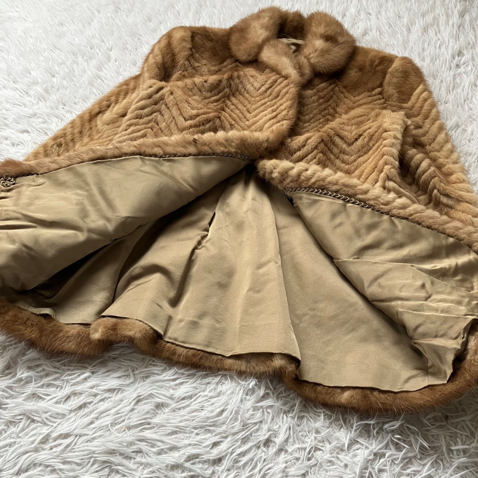 送料無料 金タグ サガミンク 最高級毛皮コート デミバフ ハーフコート