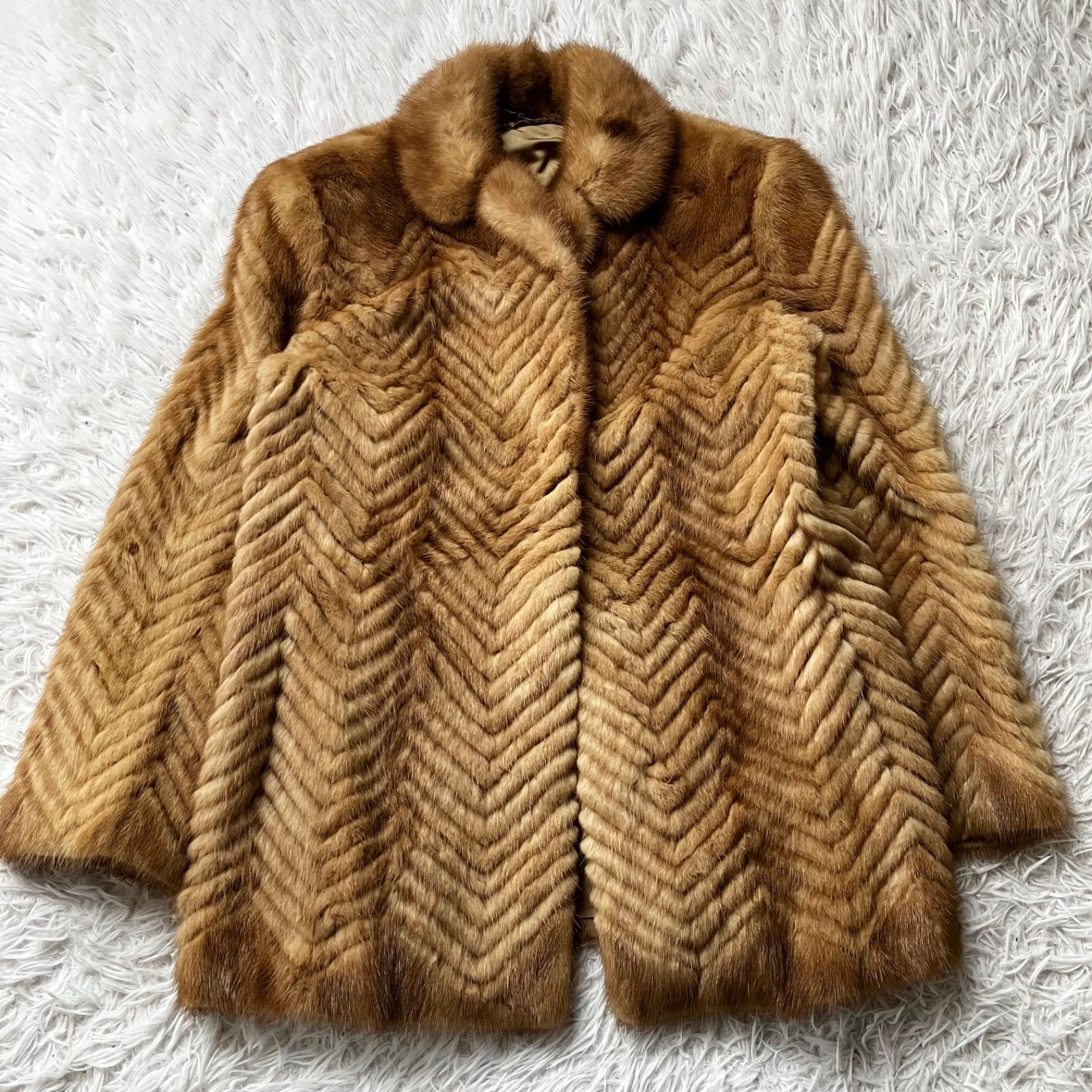 送料無料 金タグ サガミンク 最高級毛皮コート デミバフ ハーフコート