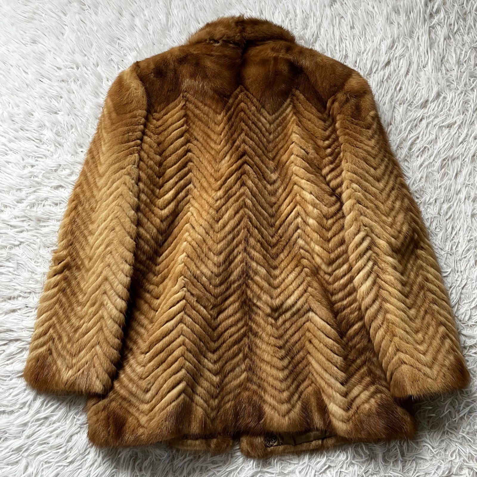 送料無料 金タグ サガミンク 最高級毛皮コート デミバフ ハーフコート