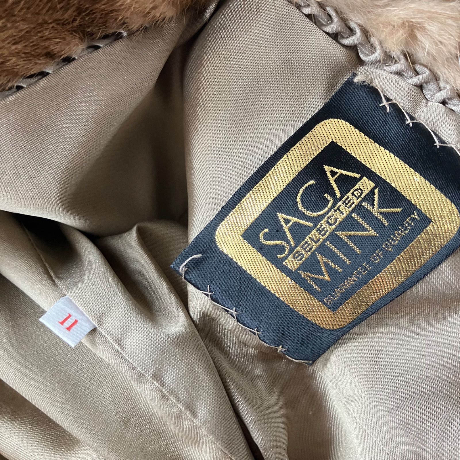 送料無料 金タグ サガミンク 最高級毛皮コート デミバフ ハーフコート