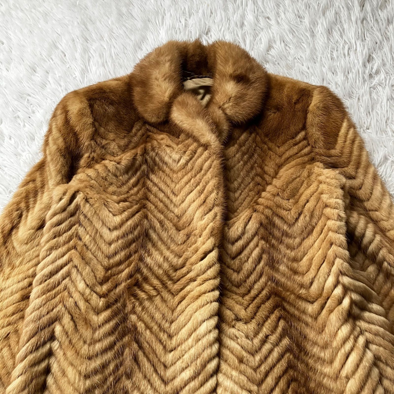 送料無料 金タグ サガミンク 最高級毛皮コート デミバフ ハーフコート