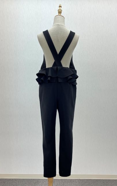 裏起毛 バックフリルサロペットパンツ 黒 Toilette トワレ 415-115 09