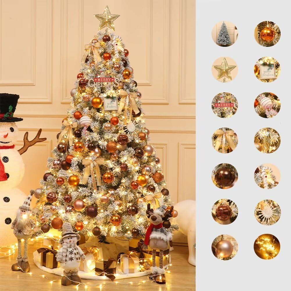 ツリー 120 cm 電飾付き Christmas tree オーナメント付き セット 装飾 高濃密度 組立簡単 屋内 屋外用
