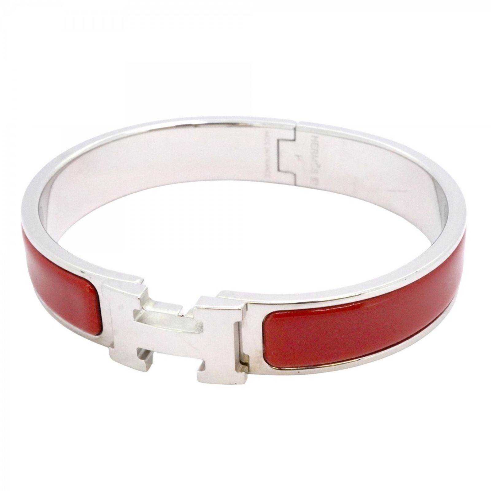 エルメス Hermes エルメス バングル クリッククラックPM メタル シルバー レッドレディース