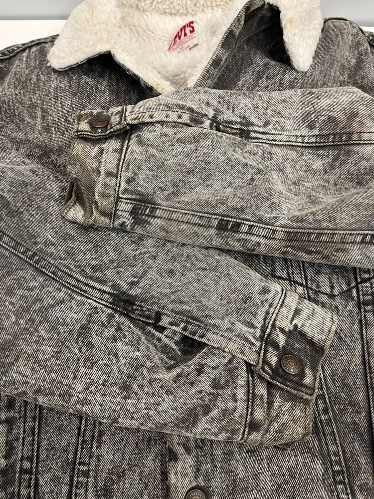 s ブラックデニムボアジャケット