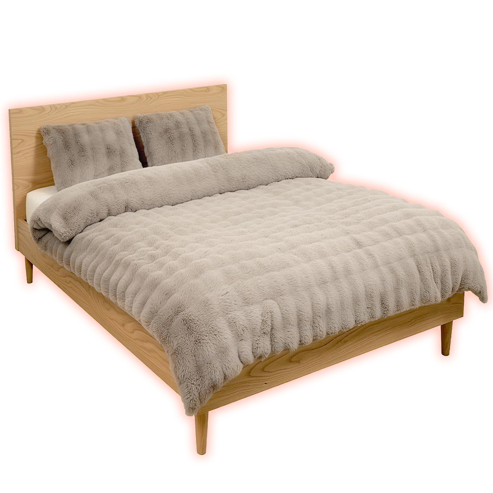 掛け布団カバー-毛布両用 ダブル ラビットファー調 冬用 あったか 光触媒除菌 CICA保湿加工 2役 温かい 掛け毛布 布団カバー 厚手 8つの結び目付き ふわふわ フランネル 毛抜けない 蓄熱保温 抗菌防臭 丸洗いOK 静電気防止 ギフト