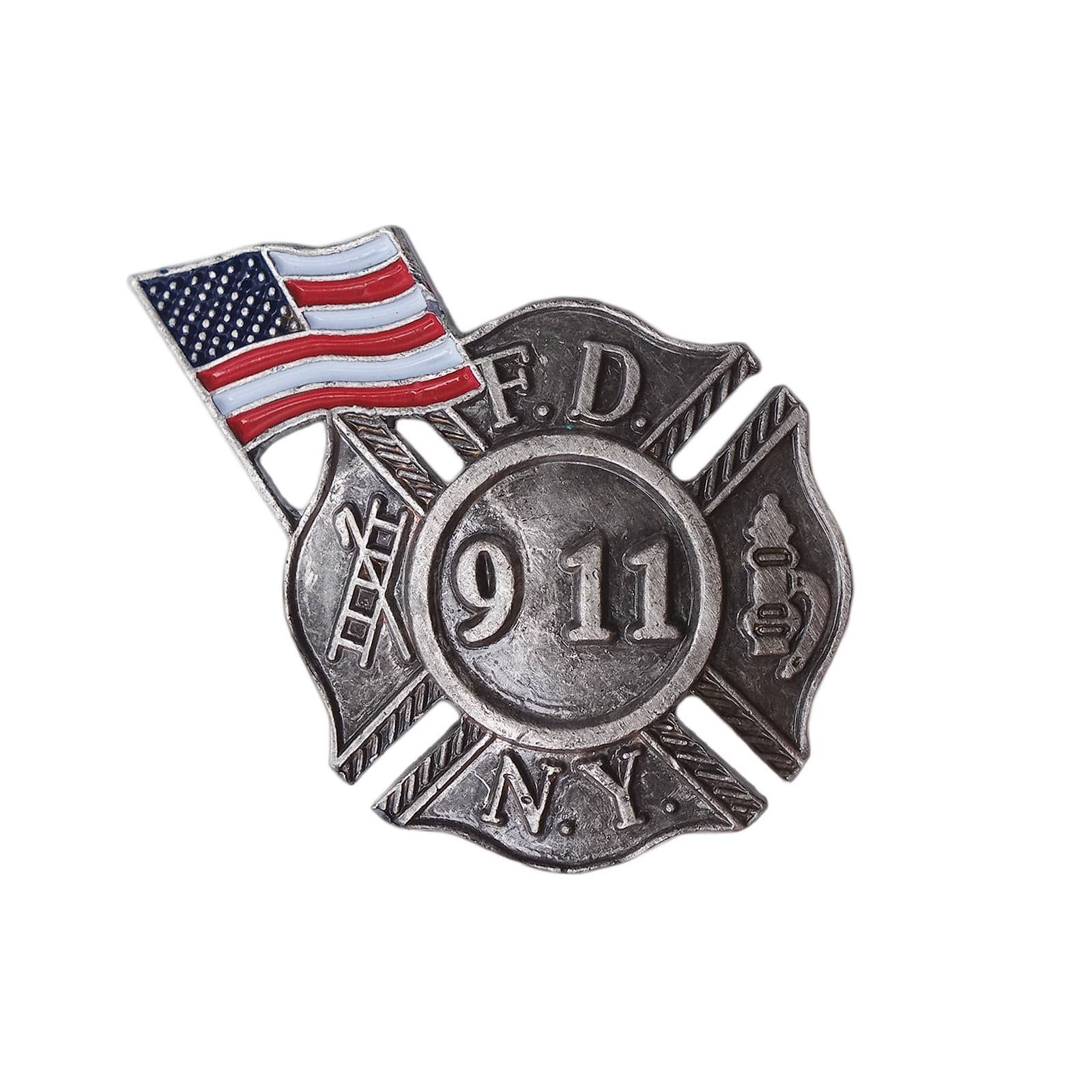 FDNY ニューヨーク市消防局 9.11 追悼 ピンズ 星条旗 バッジ