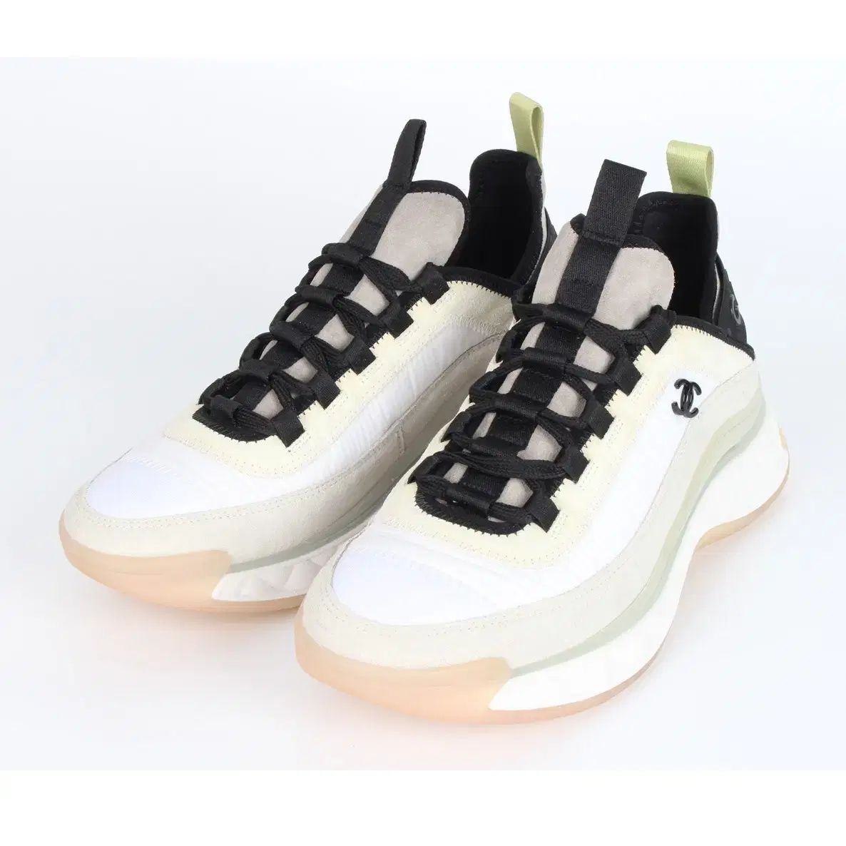 シャネル ミックスファイバー CCロゴ ブラックバッジ スニーカー 38 5 255