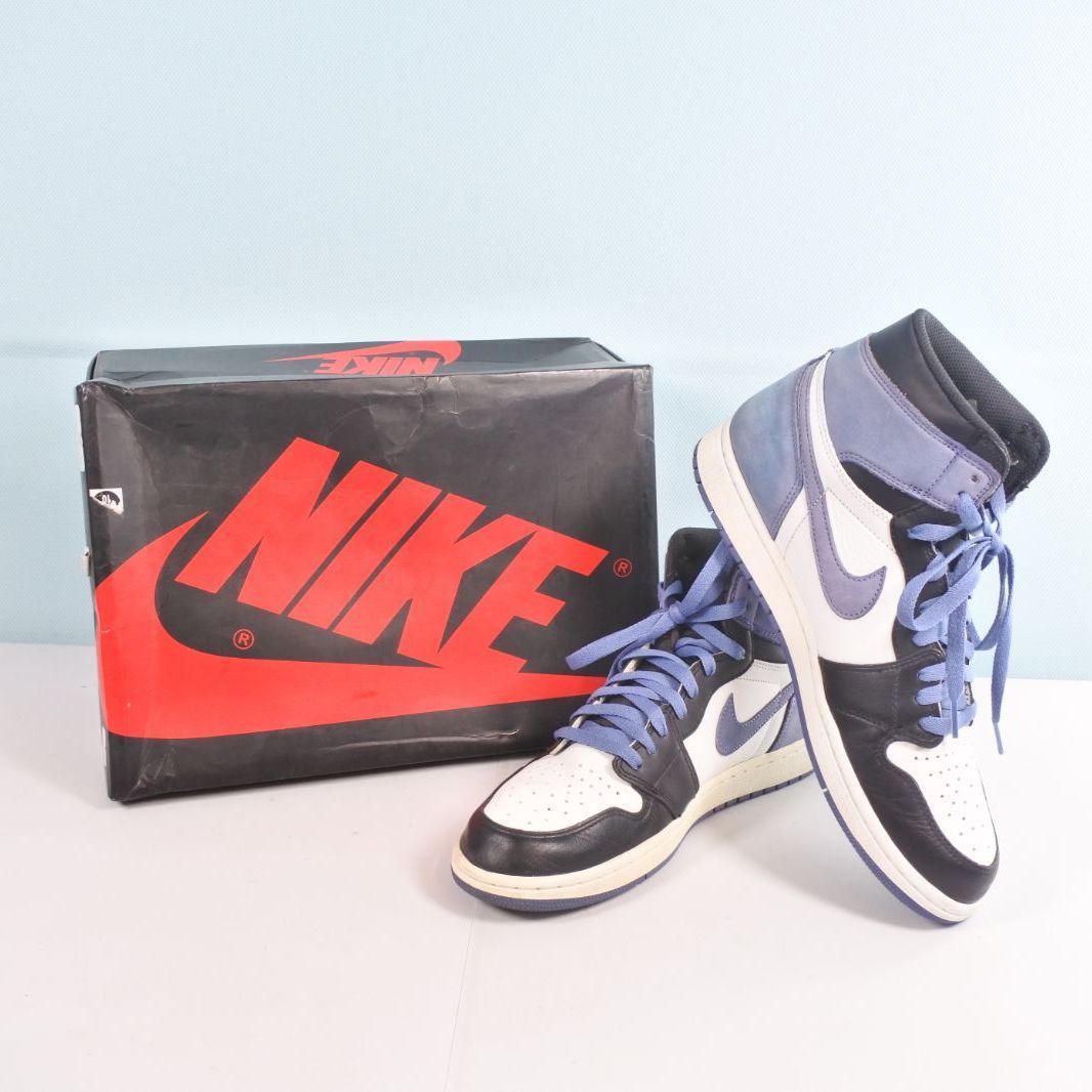 大清水80-1-1110 NIKE ナイキ AIR JORDAN 1 RETRO HIGH BLUE MOON ブルー ホワイト US10 28cm 555088-115 古着 メンズ